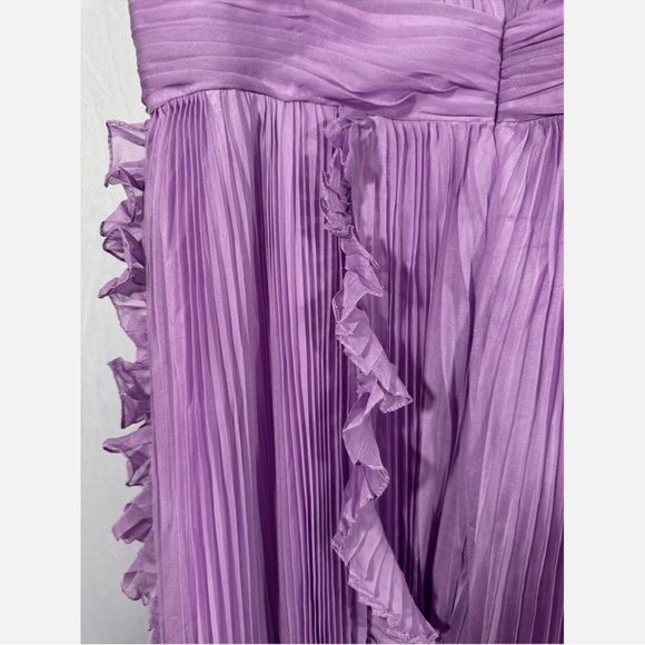 NEW IEENA Mac Duggal [ 12 ] Pleated Ruffle Cap Sleeve‎ Flowy A Gown Lilac Purple - Picture 15 of 16